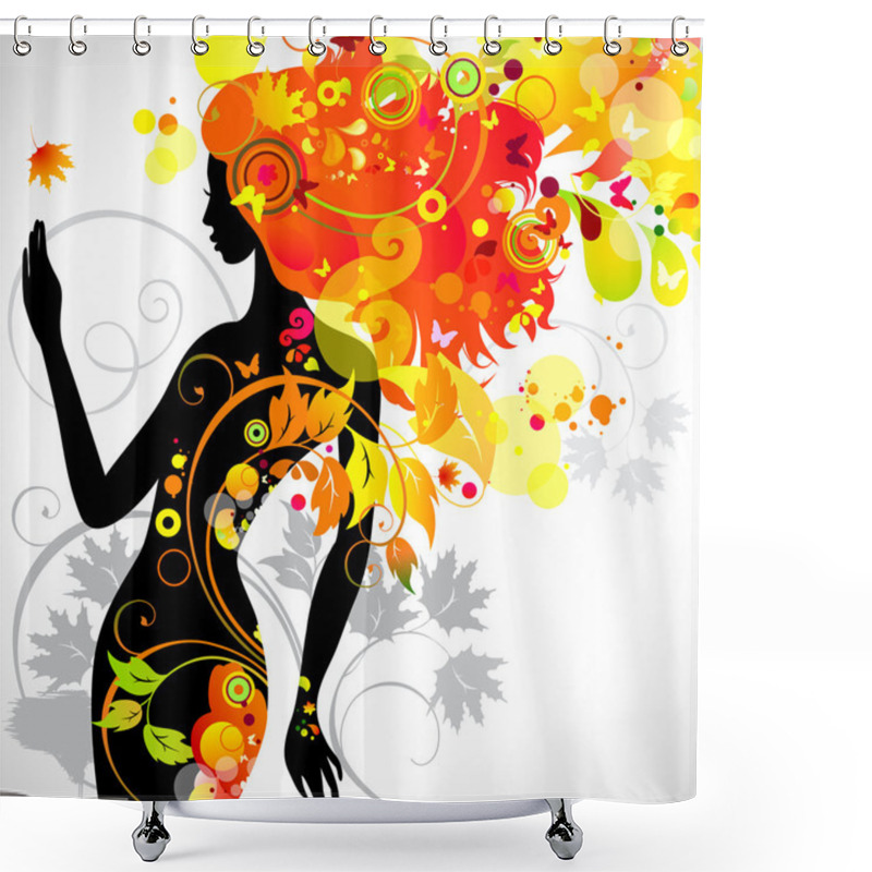 Personality  Summer Decorative Composition With Girl Shower Curtains