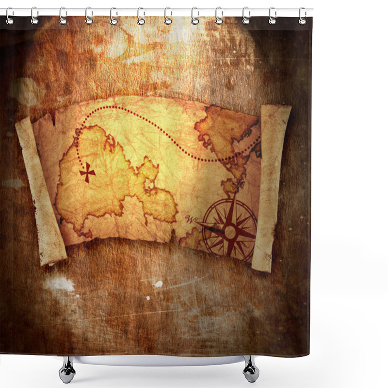 Personality  Old Treasure Map Shower Curtains