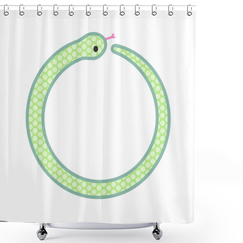 Personality  A Comical And Cute Green Snake That Forms A Circle Shower Curtains