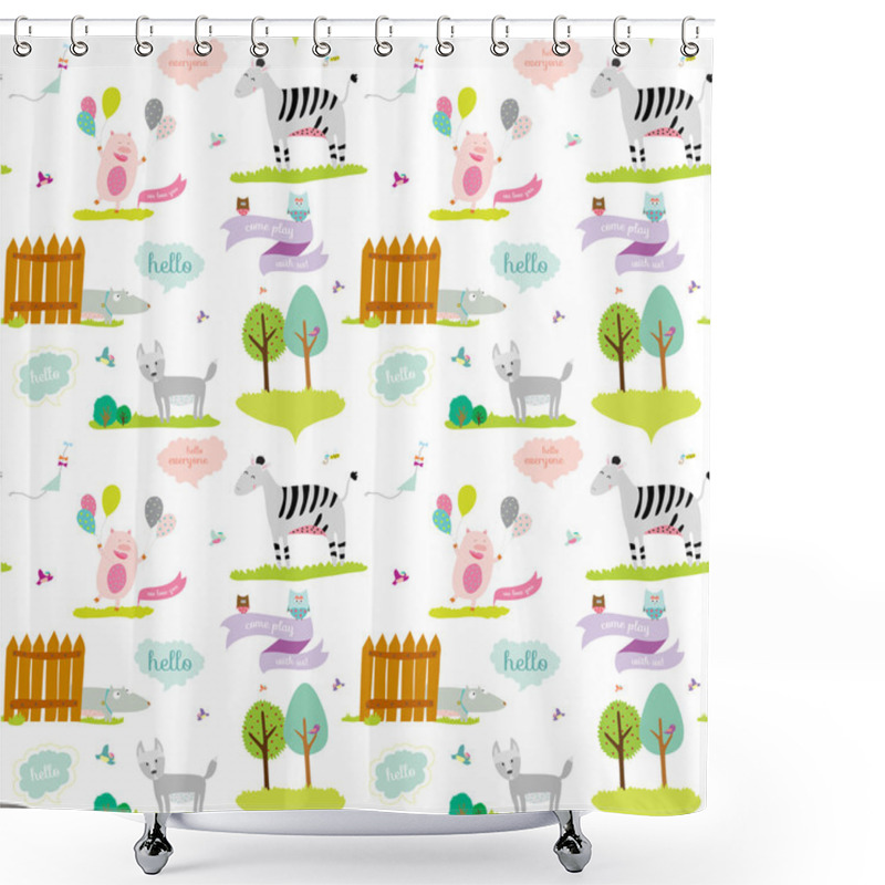 Personality  Pattern With Cartoon Animals Shower Curtains