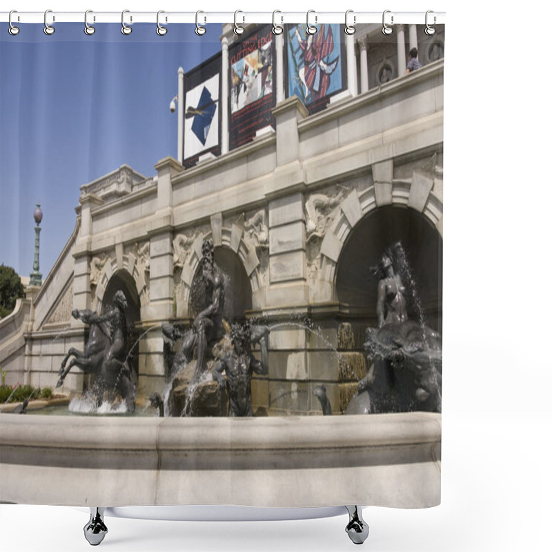 Personality  Fountain Of Bronze Sculptures Washington Shower Curtains