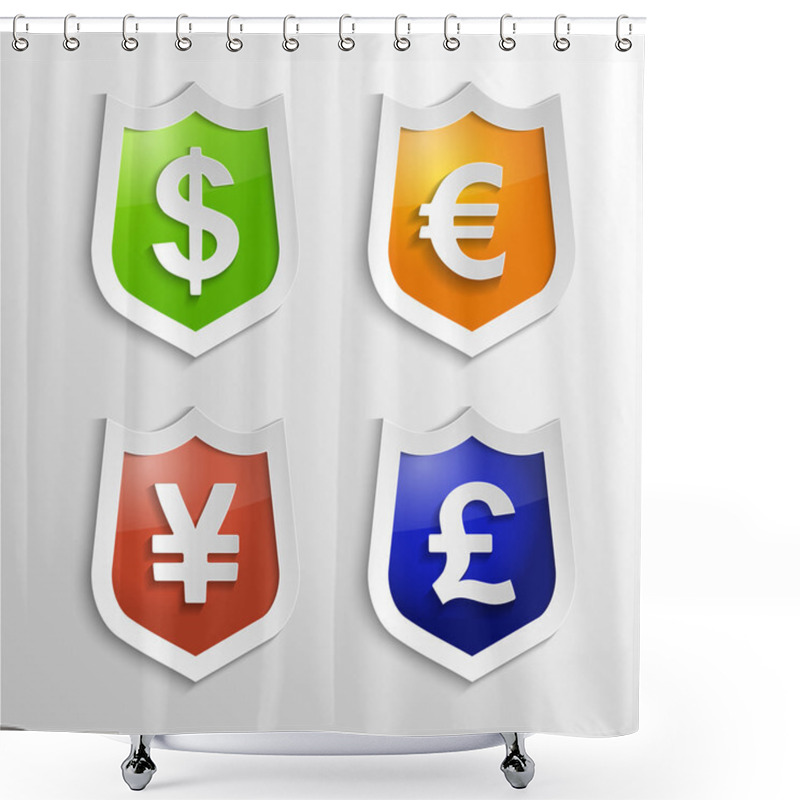 Personality  Currency Signs - Dollar, Euro, Yen And Pound. Vector Money Symbol. Shower Curtains