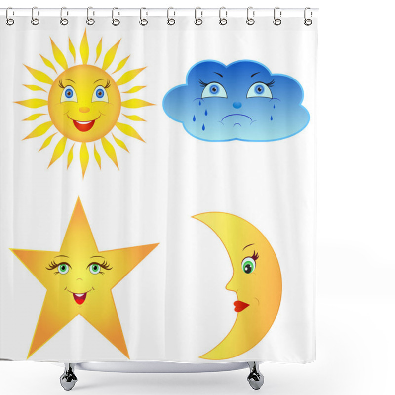 Personality  The Comical Sun, The Moon, The Cloud And Star Shower Curtains