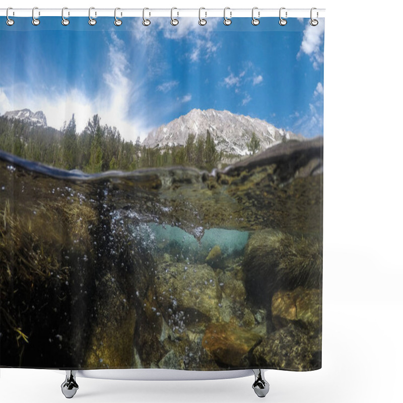 Personality  John Muir Wilderness Trail In The Eastern Sierra Nevada Mountains In California. Heart Lake, With A Split Underwater / Above Water View Shower Curtains