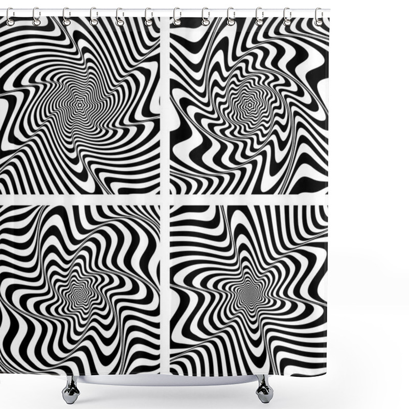 Personality  Torsion And Rotation Movement. Abstract Designs Set. Shower Curtains