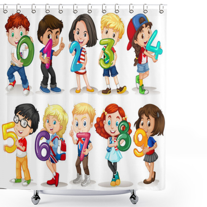 Personality  Children Holding Number Zero To Nine Shower Curtains