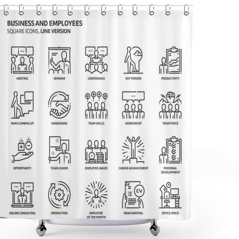 Personality  Business And Employees, Square Icon Set Shower Curtains