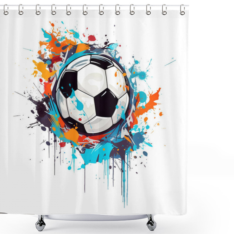 Personality  3d Graffiti Style Sports Football Goal Soccer Fun Abstract  Pattern Background Illustration With Colorful Painted Splashes, Splatters. Vector Bright Trendy Football Soccer Design. Shower Curtains