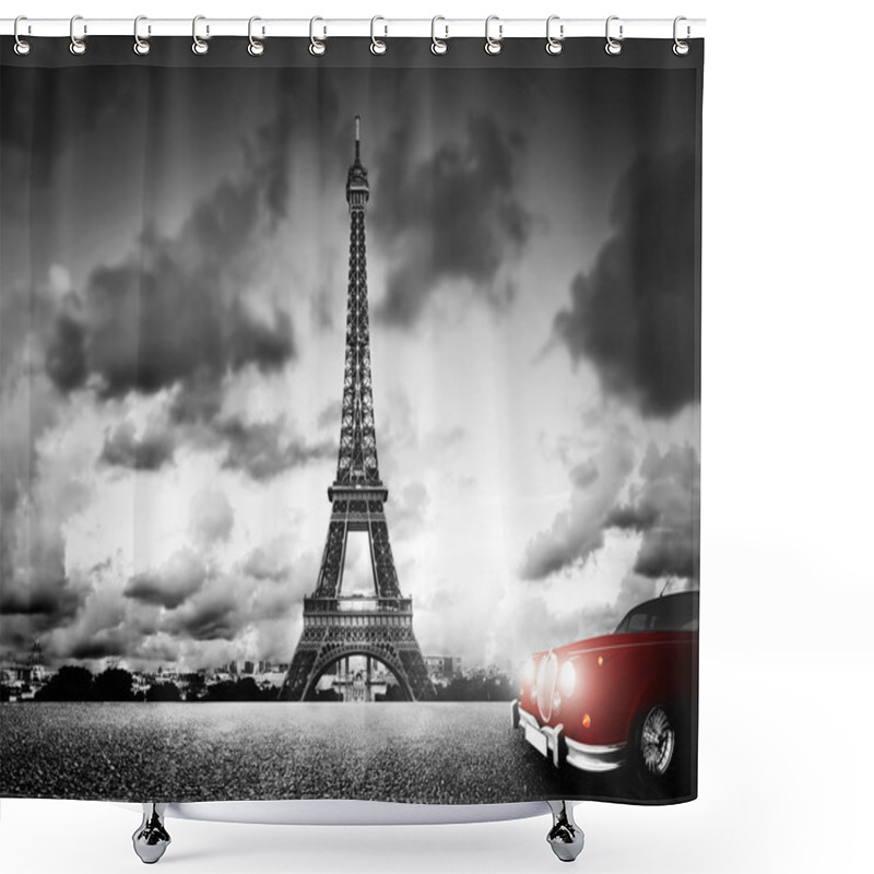 Personality  Effel Tower And Retro Car. Shower Curtains