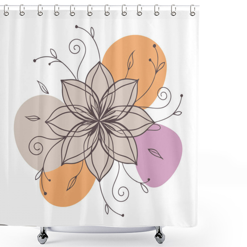 Personality  Minimalist Floral Circle Illustration Shower Curtains