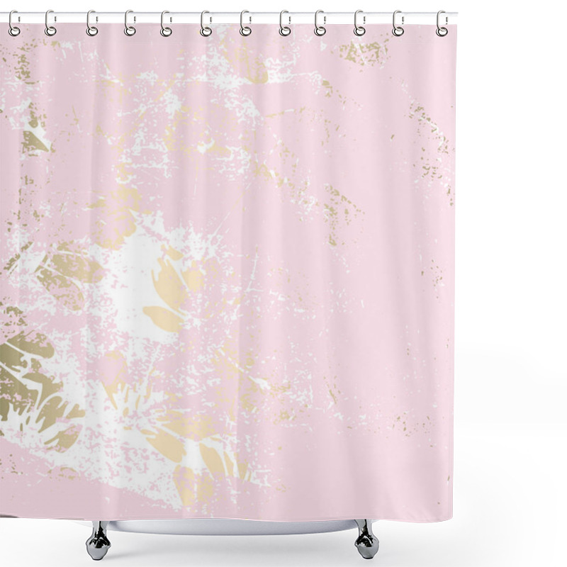 Personality  Trendy Floral Gold Foil Patina Blush Background Shower Curtains