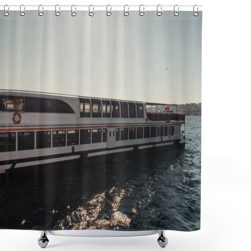 Personality  Moored Touristic Ship In Bosphorus Strait, Istanbul, Turkey Shower Curtains