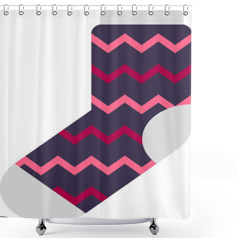 Personality  Cozy Winter Sock Showcasing A Vibrant Chevron Pattern In Pink And Red, Offering Both Warmth And Style For Keeping Feet Comfortable During Chilly Weather Shower Curtains