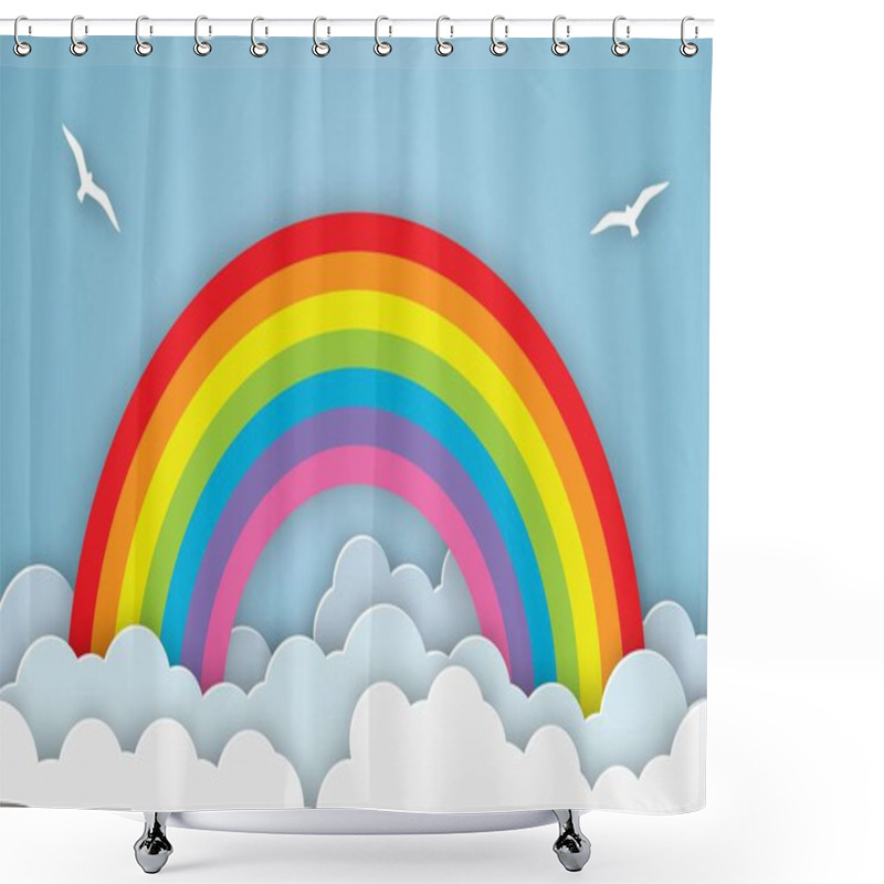 Personality  Cloud And Rainbow Shower Curtains