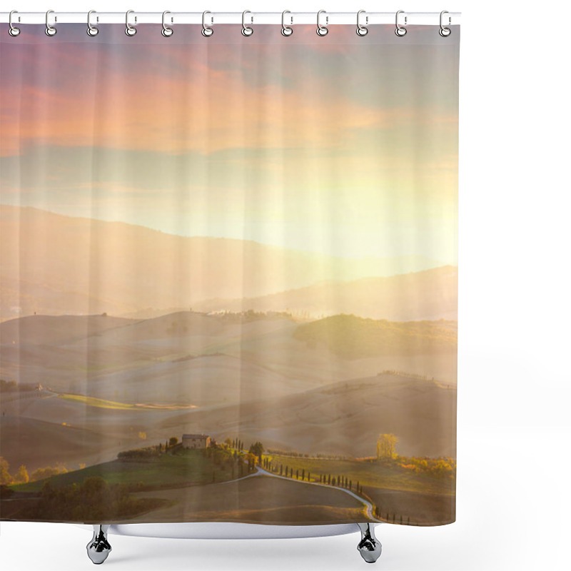 Personality  Sunny Tuscany Landscape Shower Curtains