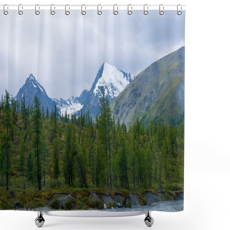 Personality  Pine Forest And High Mountains Shower Curtains