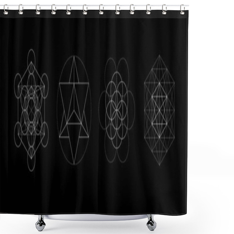 Personality  Mystical Sacred Geometry Vector Symbos Set. Spirituality, Harmony Concept Shower Curtains