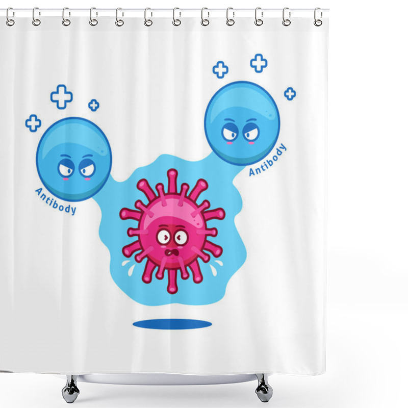 Personality  Antibody Medicine Drug Vaccine Fight Against Corona Virus Bacteria Cartoon Cute Funny Style Shower Curtains