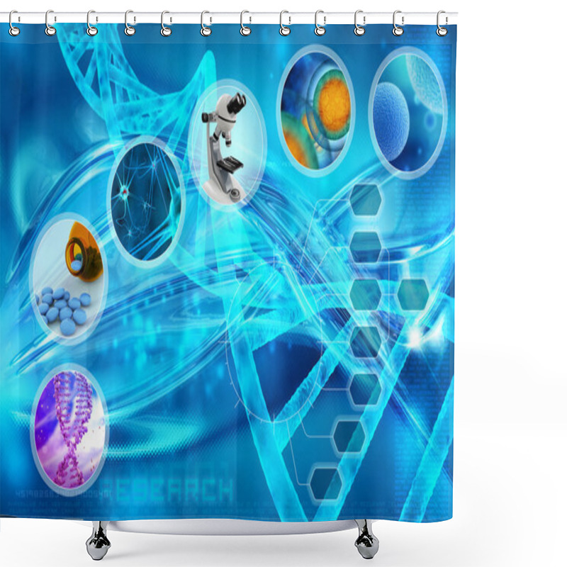 Personality  Medicine And Cells In An Abstract Scientific Background Shower Curtains