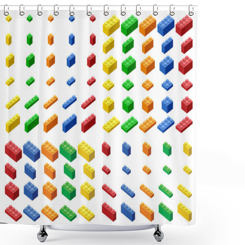 Personality  Plastic Building Blocks And Tiles Shower Curtains