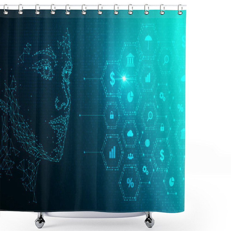 Personality  Artificial Intelligence And Machine Learning In Finance And Financial Markets - Innovative Technologies To Assess Financial Risk And Returns Based On AI And Big Data - Conceptual Illustration Shower Curtains