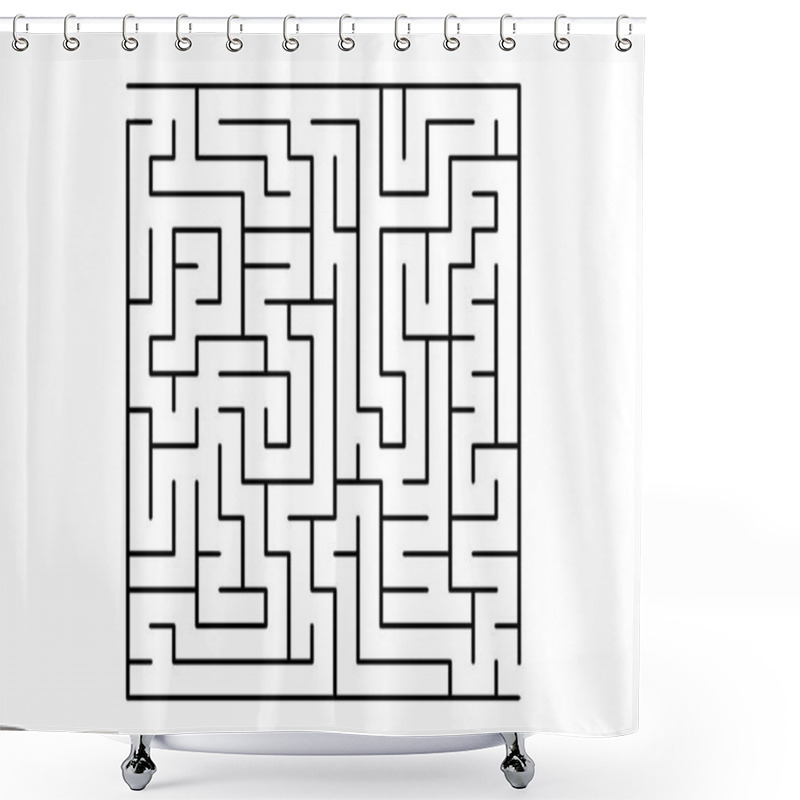 Personality  White Vector Dackdrop With A Black Conundrum. Abstract Illustration With Maze On A White Background. Pattern For Children Books, Magazines. Shower Curtains