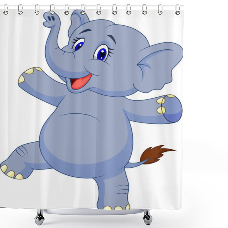 Personality  Cute Elephant Cartoon Dancing Shower Curtains