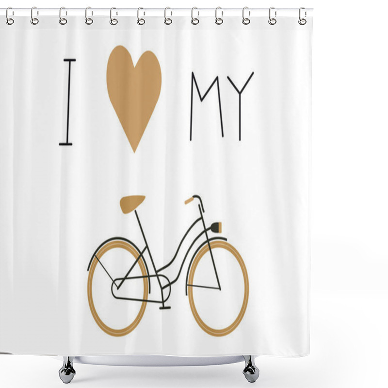 Personality  I Love My Bike Text And Bike Vector Icon Shower Curtains