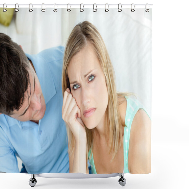 Personality  Sad Couple Having An Argue In The Living-room Shower Curtains