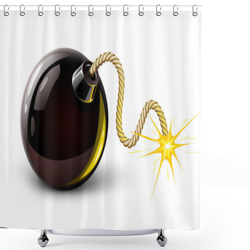 Personality  Vector Black Bomb Burning Shower Curtains