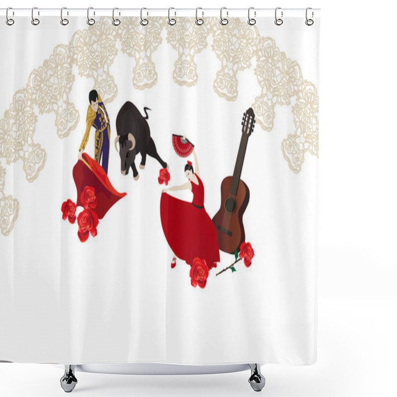 Personality  Flamenco And Bullfighting Shower Curtains