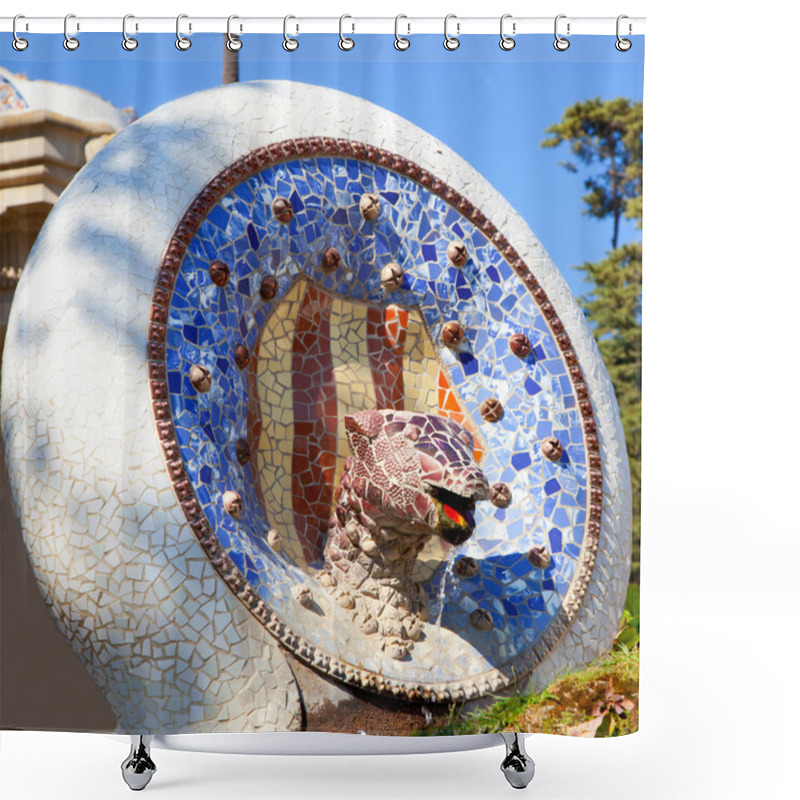 Personality  Barcelona Park Guell Of Gaudi Mosaic Snake Shower Curtains