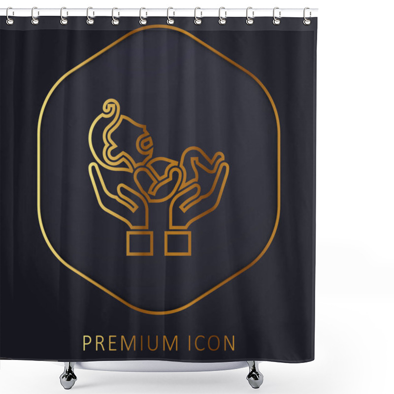 Personality  Baby Golden Line Premium Logo Or Icon Shower Curtains