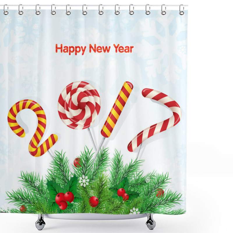 Personality  New Year Greeting Card Shower Curtains