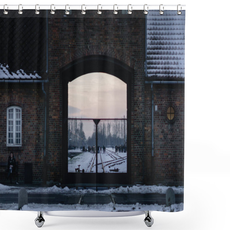 Personality  Auschwitz Gate: The Final Stop For Many Lives. Shower Curtains