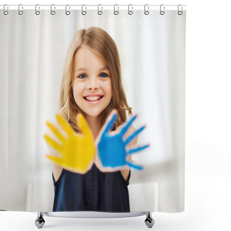 Personality  Girl Showing Painted Hands Shower Curtains