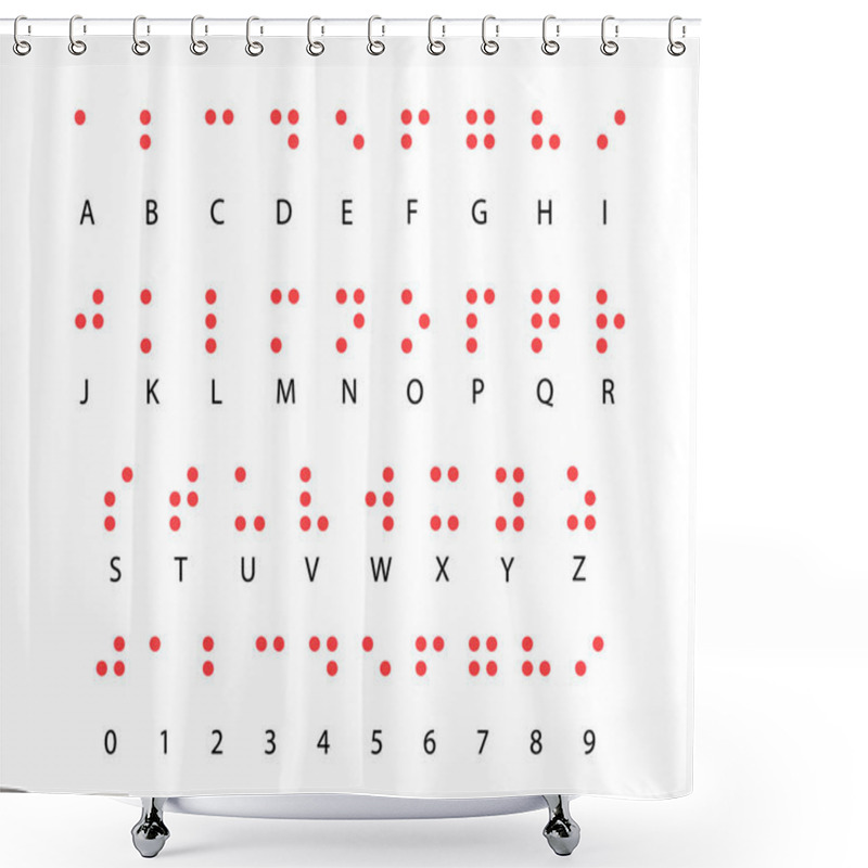 Personality  Braille Alphabet Code System With Numbers, Braille Alphabet For The Blind In Latin Shower Curtains