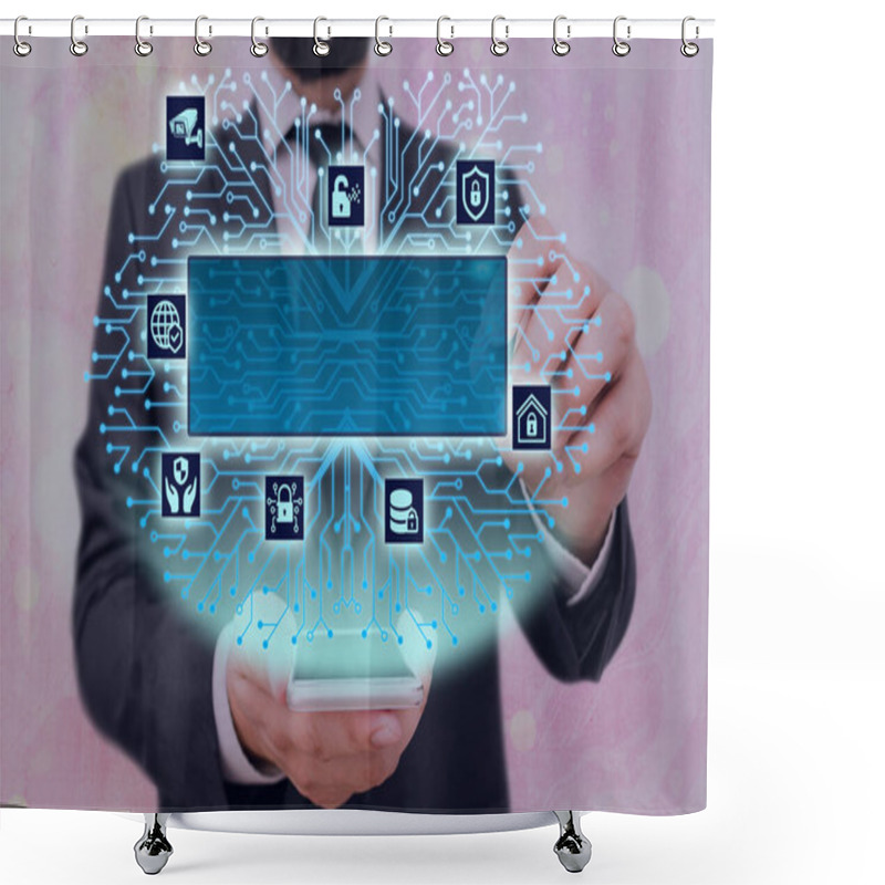 Personality  Remotely Access And Control Of Computers Via Web Internet Connection. System Administrator Helps To Fix Issues, Setup Software, Gear Configuration Settings Setup Tools Concept. Shower Curtains