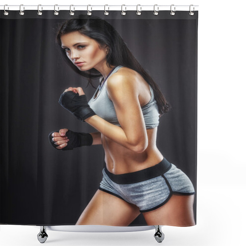 Personality  Woman Boxer Portrait Shower Curtains