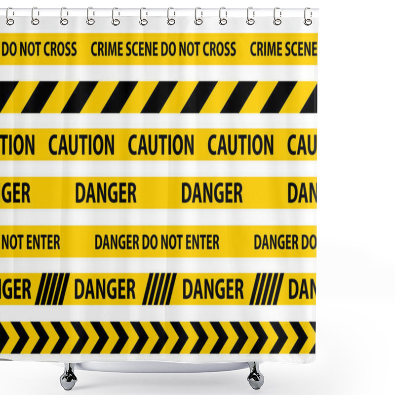 Personality  Danger, Caution And Warning Seamless Tapes. Shower Curtains