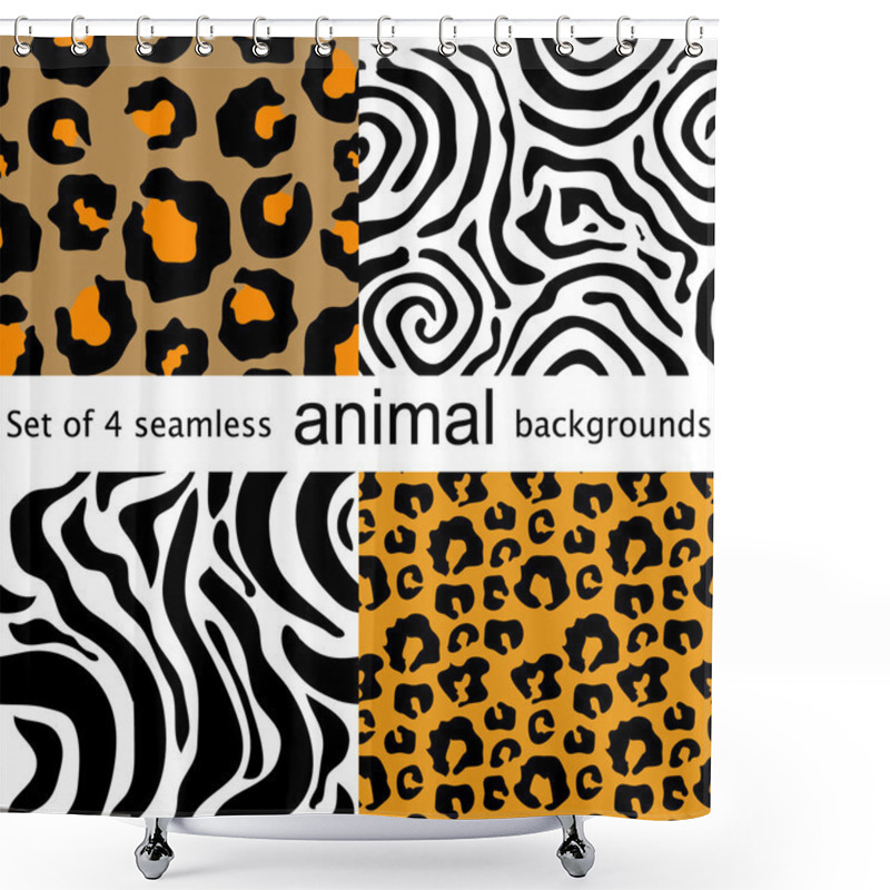 Personality  Four Animal Seamless Patterns. Leopard, Zebra, Tiger, Jaguar. Shower Curtains