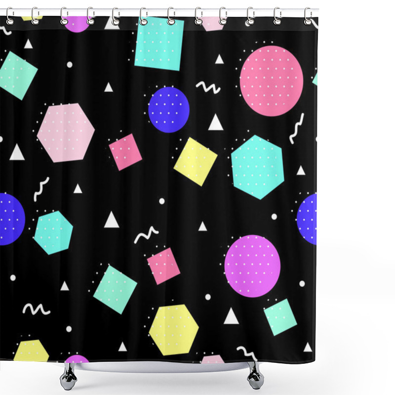 Personality  Vector Seamless Geometric Pattern. Memphis Style. Abstract 80s. Shower Curtains