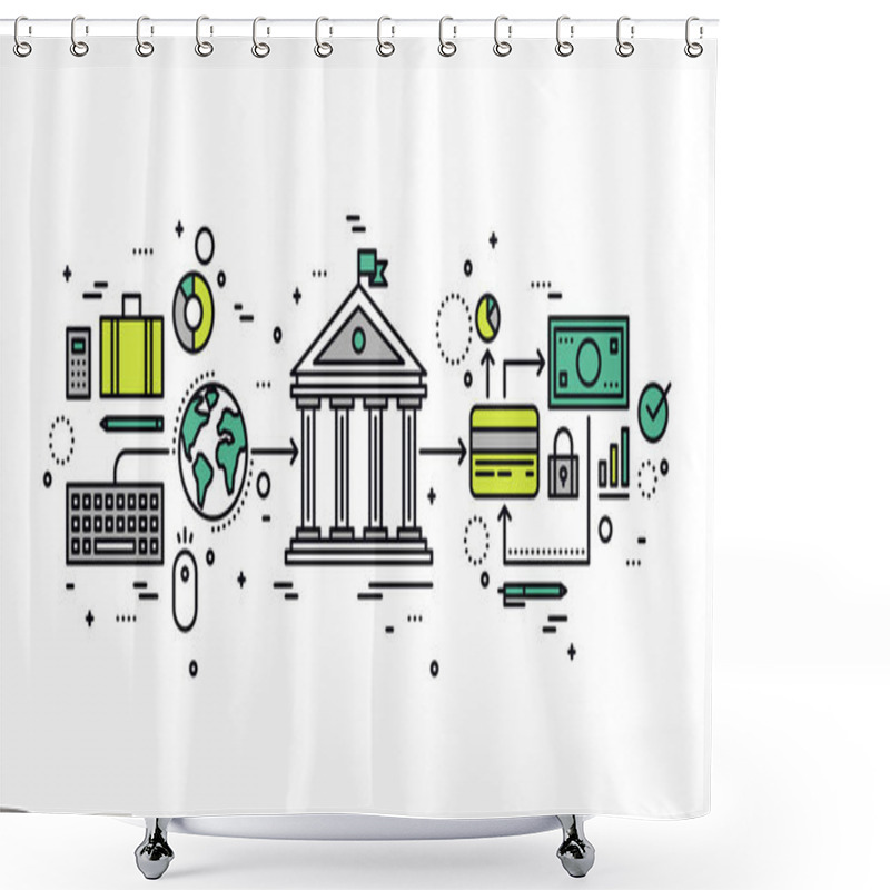 Personality  Banking Transaction Line Style Shower Curtains