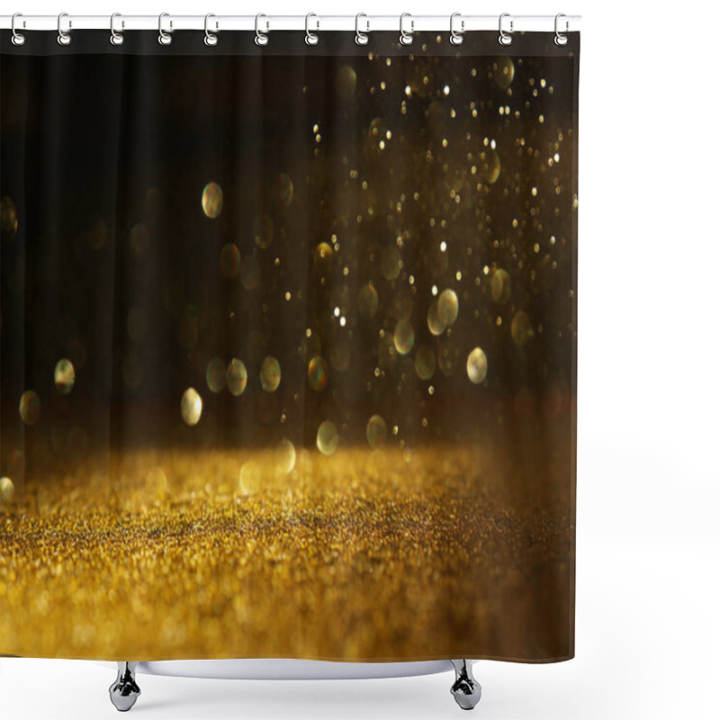 Personality  Background Of Abstract Glitter Lights. Gold And Black. De Focused Shower Curtains