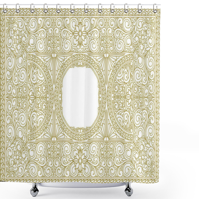 Personality  Decorative Monochrome Ornate Retro Design Blank Card Shower Curtains