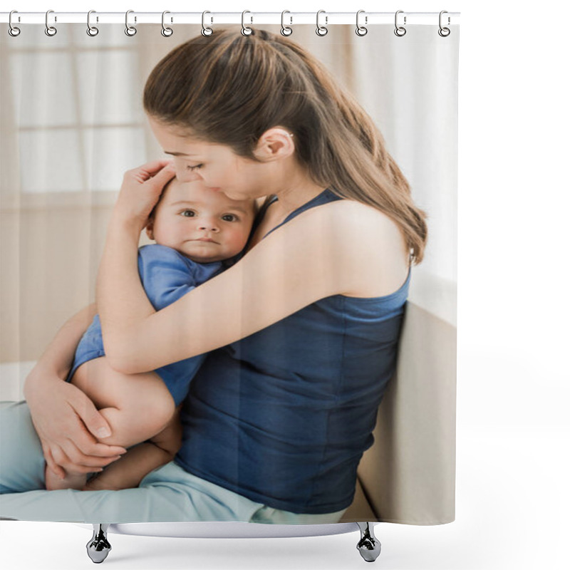 Personality  Mother Hugging Her Son  Shower Curtains