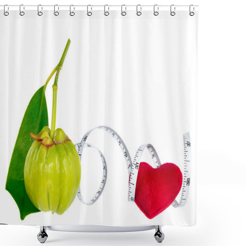 Personality  Garcinia Cambogia Fresh Fruit With Red Heart And Measuring Tape Shower Curtains