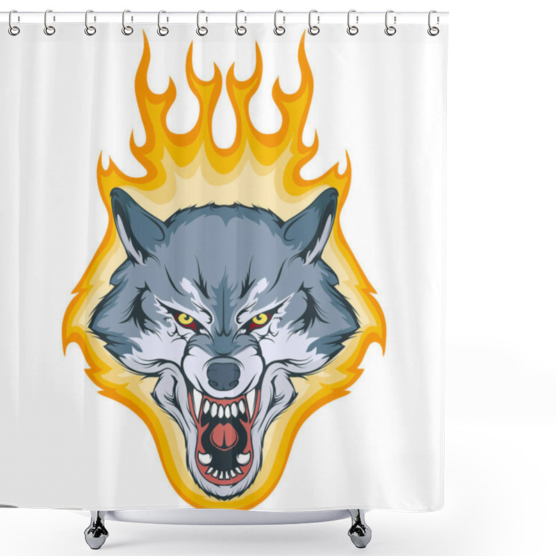 Personality  Wolf On Fire, Vector Graphic To Design Shower Curtains