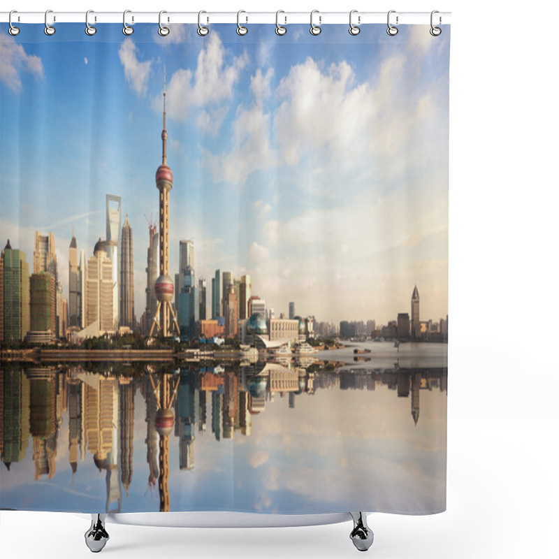 Personality  Shanghai Skyline At Dusk Shower Curtains