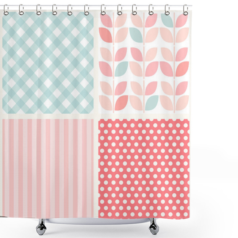 Personality  Set Of Four Cute Retro Seamless Backgrounds Shower Curtains